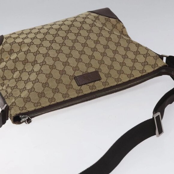 GUCCI GG Canvas Shoulder Bag Beige Silver - Picture 6 of 16